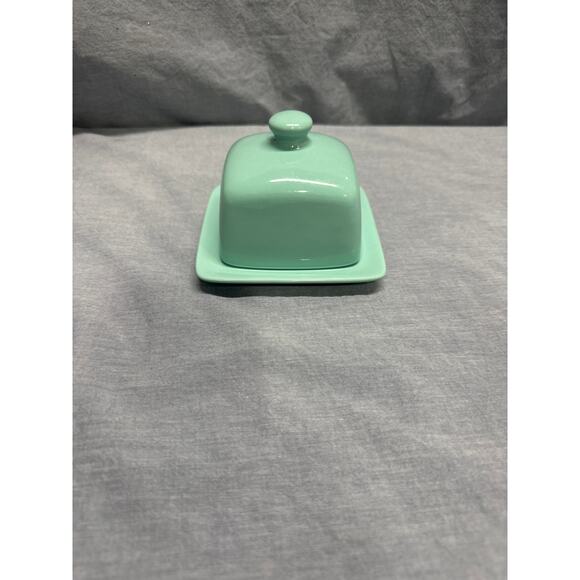 Stoneware 4.5" Square Butter Dish with Lid- Eggshell Blue - Picture 4 of 5